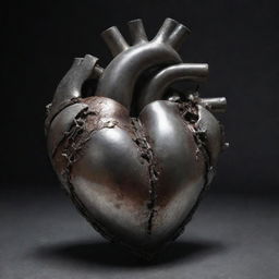 An indestructible human heart shielded by impenetrable metal plates, exuding an aura of strength and resilience.