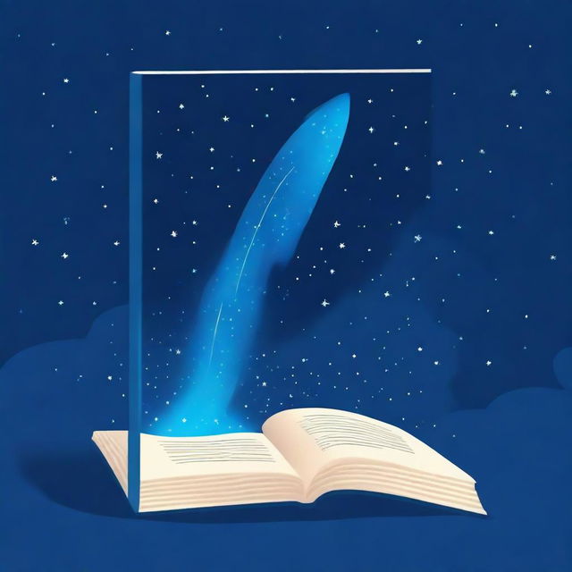 Create a book cover with a blue theme, featuring a comet striding through the stars as the main image