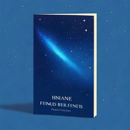 Create a book cover with a blue theme, featuring a comet striding through the stars as the main image