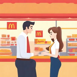 Create a book cover featuring a girl secretly in love with the boy manager at the McDonald's cashier