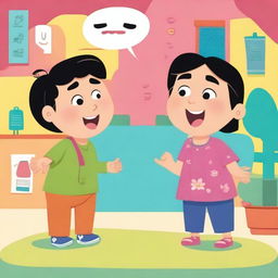 Pedro and Penny, two friendly characters, are having a lively conversation in Cantonese