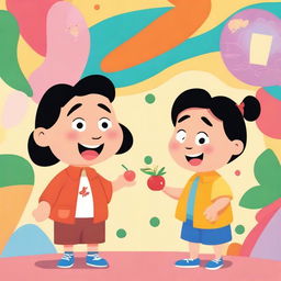 Pedro and Penny, two friendly characters, are having a lively conversation in Cantonese