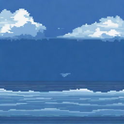 A vast ocean depicted in pixel art style