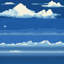 A vast ocean depicted in pixel art style