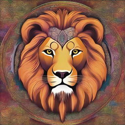 A majestic man lion with a detailed mandala background