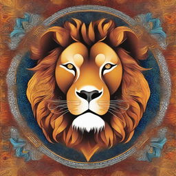 A majestic man lion with a detailed mandala background