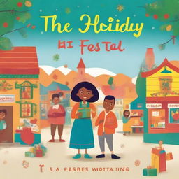 Design a heartwarming book cover for 'The Holiday Fiesta' by Leya Pooh