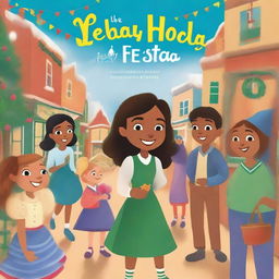 Create a heartwarming storybook cover for 'The Holiday Fiesta' by Leya Pooh