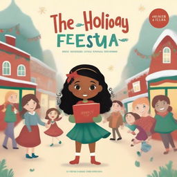 Create a heartwarming storybook cover for 'The Holiday Fiesta' by Leya Pooh in a 9:16 aspect ratio