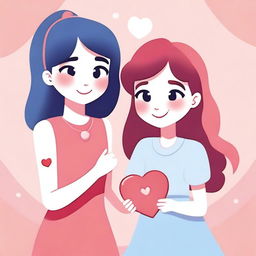 A cartoon-style illustration of two characters, a masc girl and a feminine girl