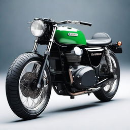 A retro Kawasaki motorcycle with an aggressive look