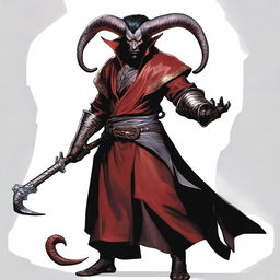 A Dungeons & Dragons 5th edition Tiefling character standing at 5'8" and weighing 165lbs