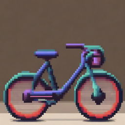 A unique pixel art design that creatively combines a bicycle and a cobra