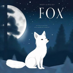 A captivating book cover featuring a white fox pup standing on a moonlit path at night