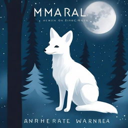 A captivating book cover featuring a white fox pup standing on a moonlit path at night