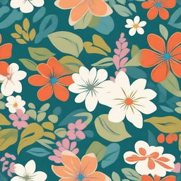 Create a seamless, tile-able floral pattern featuring a variety of flowers and leaves