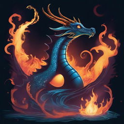 A contrasting light and dark background featuring a sea dragon with fins