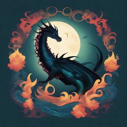 A contrasting light and dark background featuring a sea dragon with fins