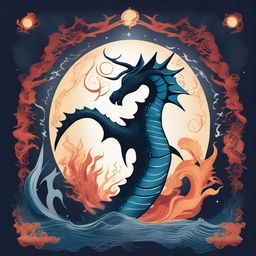 A contrasting light and dark background featuring a sea dragon with fins