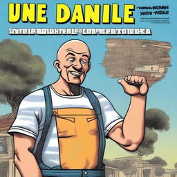 A book cover titled 'The Extremely Long But Also Terribly Short Adventures of Uncle Daniel' featuring a man with tanned skin, dark eyes, and a shaved head