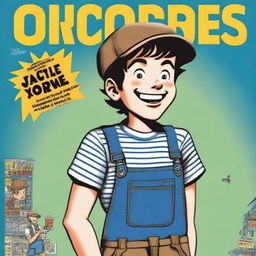 A book cover featuring an older boy with brown eyes, short dark brown hair, and a slim body