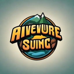 A logo for an adventure book in a 2D comic book style