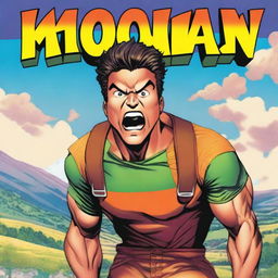 A colorful comic book cover featuring a male superhero with olive skin, dark eyes, and brown hair