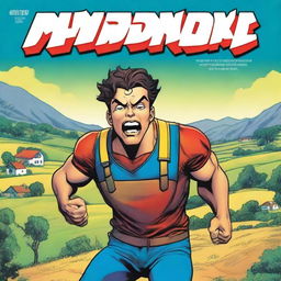 A colorful comic book cover featuring a male superhero with olive skin, dark eyes, and brown hair