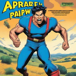 A colorful comic book cover featuring a male superhero with olive skin, dark eyes, and brown hair