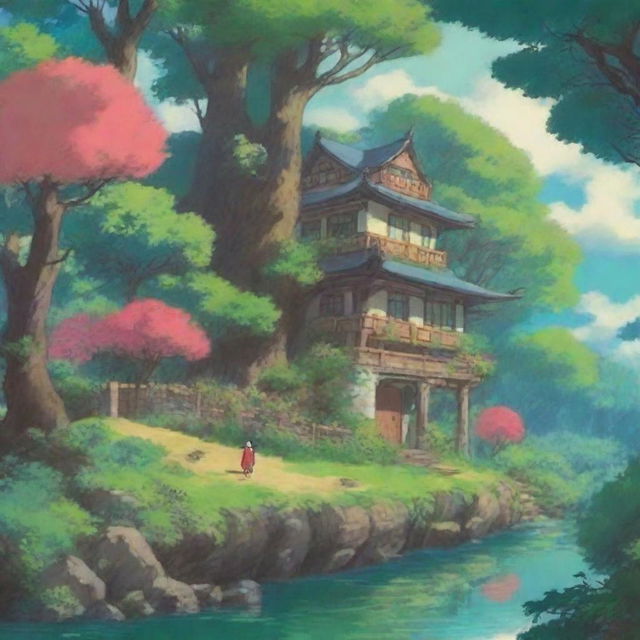 Create a detailed profile picture in the Studio Ghibli aesthetic