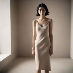 A woman in a sexy dress standing on the floor