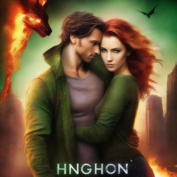 Create a book cover for a New Adult post-apocalyptic unicorn and dragon shapeshifter romance