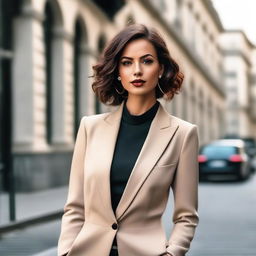 A stylish and confident woman posing elegantly
