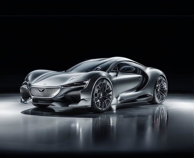 The 'Limited Grip' car is a futuristic, high-speed vehicle with a sleek, chrome exterior, minimal tread wheels, and a minimalist interior designed for thrill-seekers