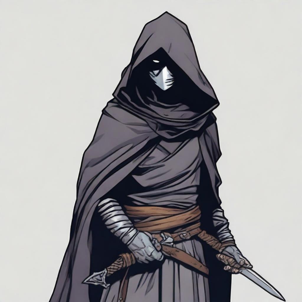 A detailed illustration of a human rogue from Dungeons and Dragons