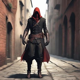 Create an image of a tall human rogue with red hair