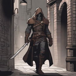 A detailed illustration of a human rogue from Dungeons & Dragons