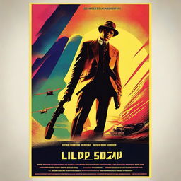 A stunning cinematographic poster featuring a dramatic scene with vivid colors, dynamic lighting, and a sense of motion