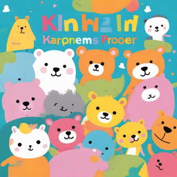 A colorful and cheerful kindergarten book cover featuring cute animals, playful children, and bright, inviting backgrounds