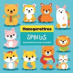 A colorful and cheerful kindergarten book cover featuring cute animals, playful children, and bright, inviting backgrounds