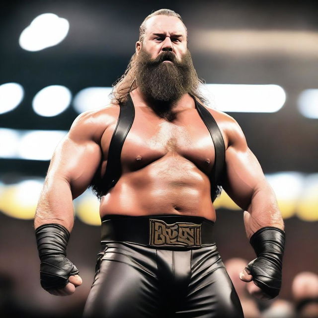 A detailed and realistic image of Braun Strowman, the professional wrestler, in his wrestling attire