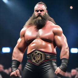 A detailed and realistic image of Braun Strowman, the professional wrestler, in his wrestling attire