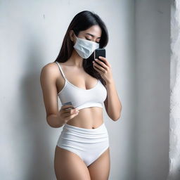 A beautiful woman with a white body, a small waist, and a large chest