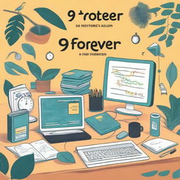 Create a front cover illustration for a book titled '9 to Forever: A Day in IT Jungle' by Praveen Raj Ragunathan