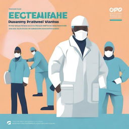 A detailed book cover illustration featuring protocols for epidemic response and cleanup, with an emphasis on wearing masks