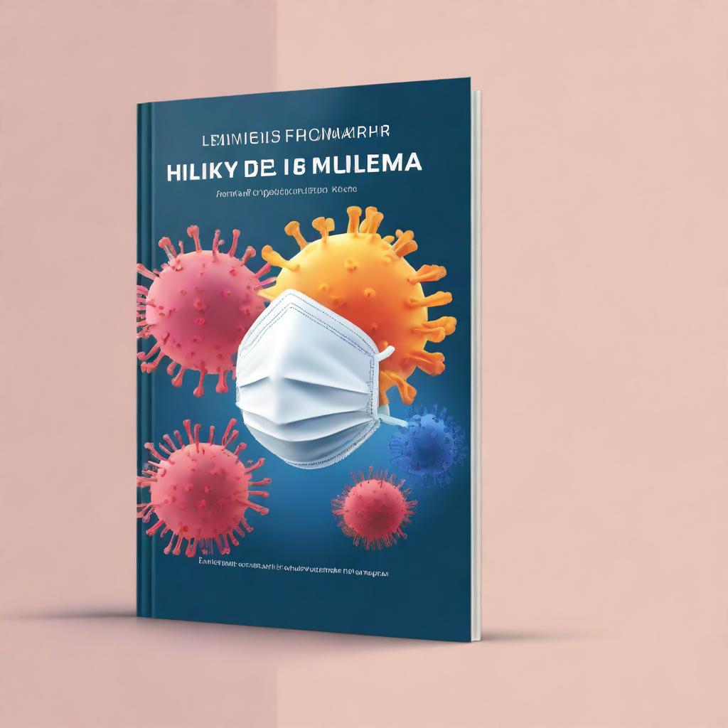 A detailed book cover design illustrating protocols for epidemic response and cleanup, featuring imagery of the coronavirus