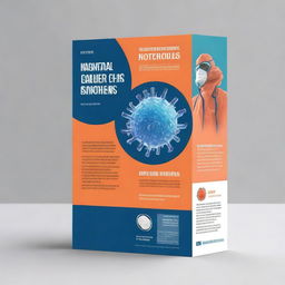 A detailed book cover design illustrating protocols for epidemic response and cleanup, featuring imagery of the coronavirus