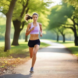 A dynamic image of a runner girl running towards the viewer