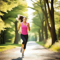 A dynamic image of a runner girl running towards the viewer