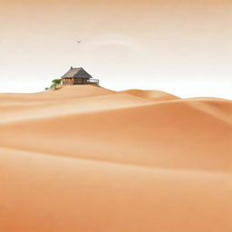 A vector illustration of a dune with a hut